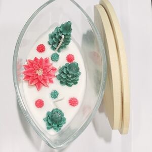 Festive Green and Red Holiday Candle